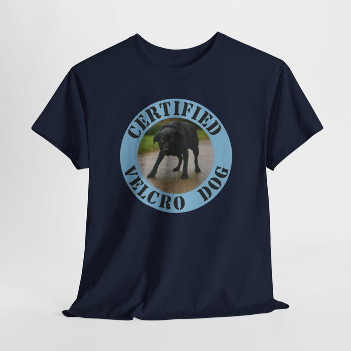 T-Shirt — "Certified Velcro Dog" Graphic Tee (Funny Dog Lover Shirt)