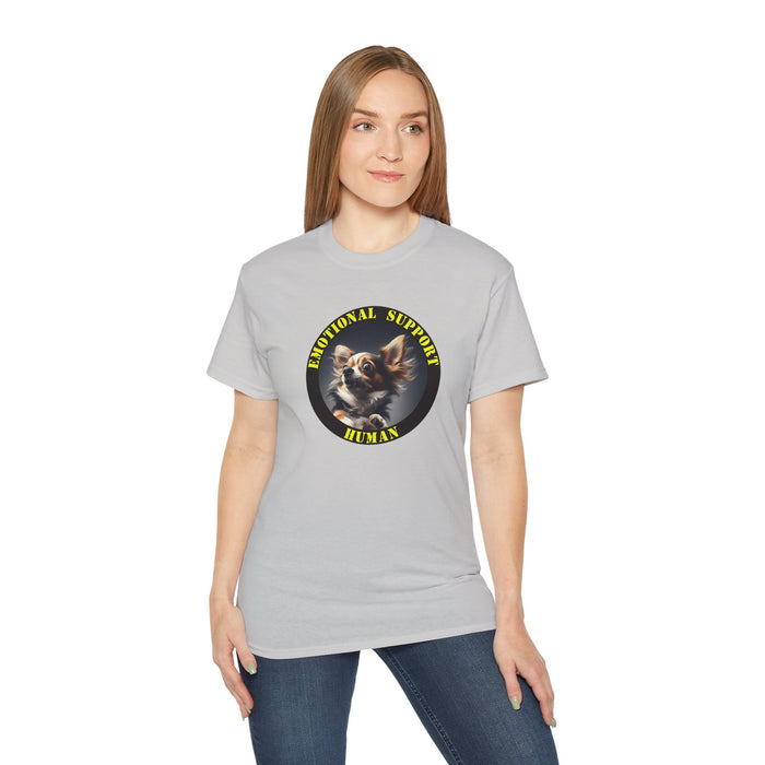 Emotional Support Human Tee - Unisex Cotton Shirt, Funny Dog Lover Gift, Pet Parent Apparel, Quirky Graphic Tee, Supportive Humor Wear