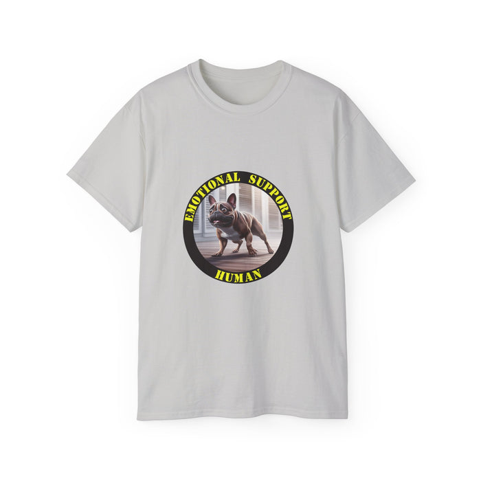 Emotional Support Human Tee - Unisex Cotton Shirt, Funny Dog Lover Gift, Pet Parent Apparel, Quirky Graphic Tee, Supportive Humor Wear