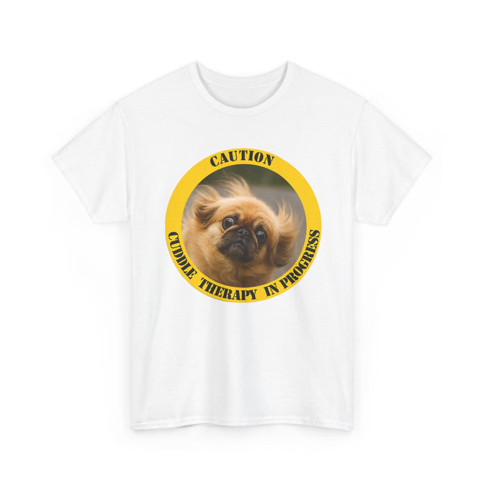 T-Shirt — Caution: Cuddle Therapy in Progress (Cute Pekingese Dog Graphic)
