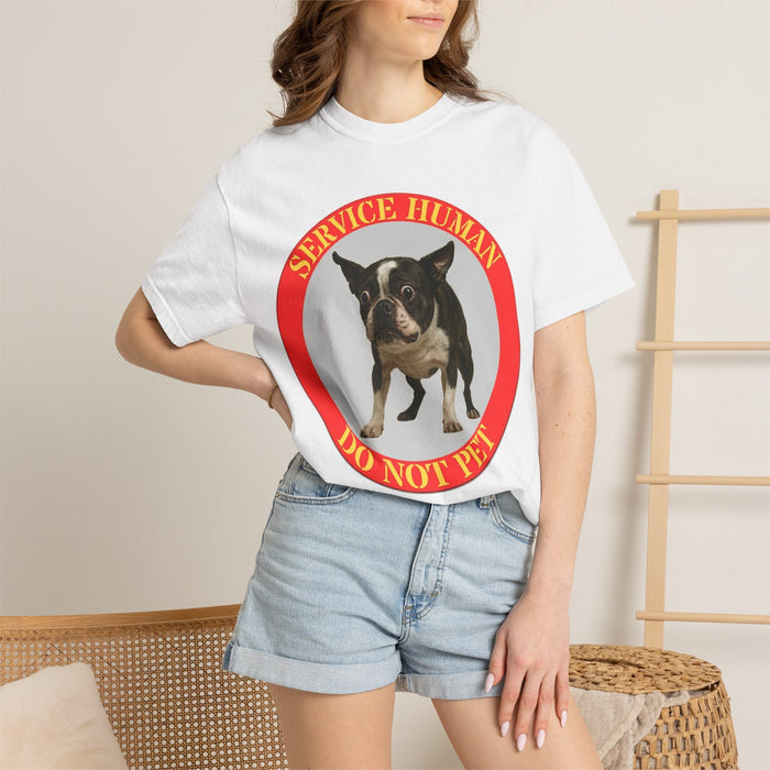 Do Not Pet Service Dog T‑Shirt — Funny Boston Terrier Service Human Tee