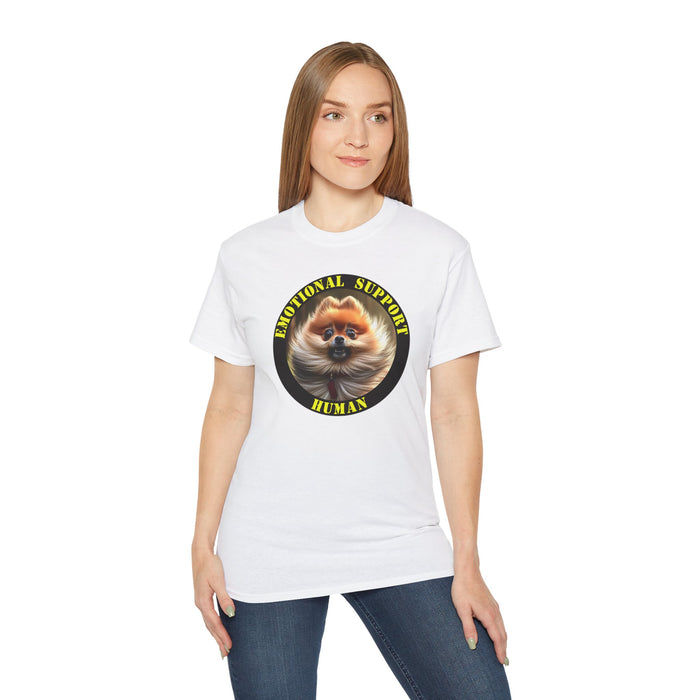 Emotional Support Human Tee - Unisex Cotton Shirt, Funny Dog Lover Gift, Pet Parent Apparel, Quirky Graphic Tee, Supportive Humor Wear