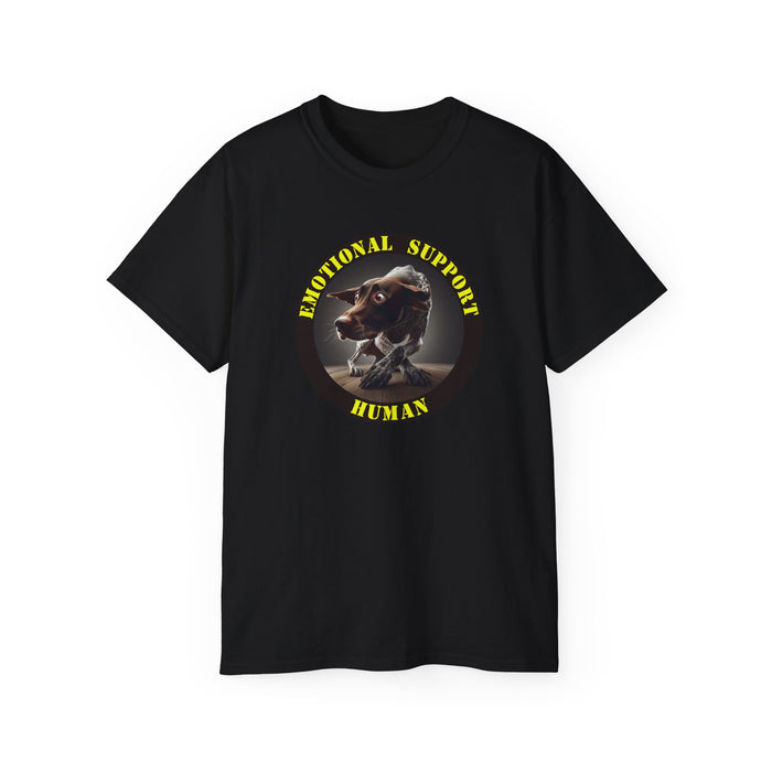 Emotional Support Human Tee - Unisex Cotton Shirt, Funny Dog Lover Gift, Pet Parent Apparel, Quirky Graphic Tee, Supportive Humor Wear