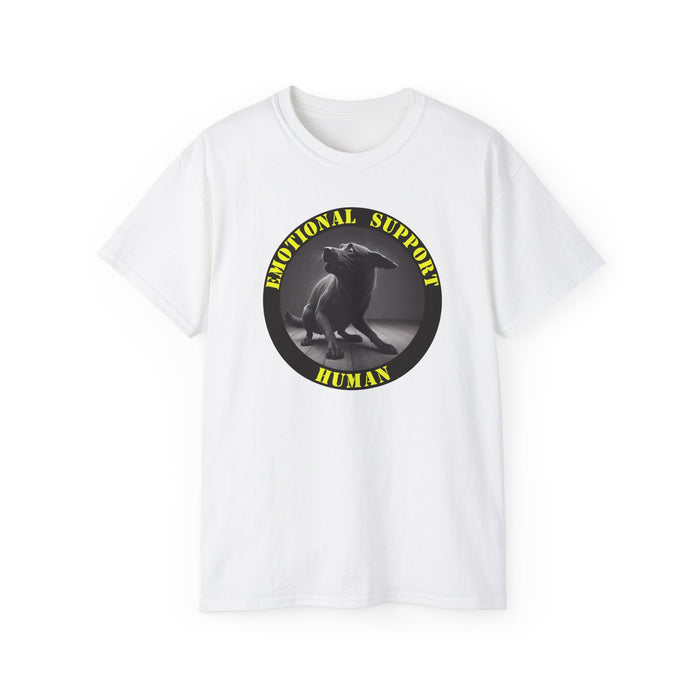 Emotional Support Human Tee - Unisex Cotton Shirt, Funny Dog Lover Gift, Pet Parent Apparel, Quirky Graphic Tee, Supportive Humor Wear