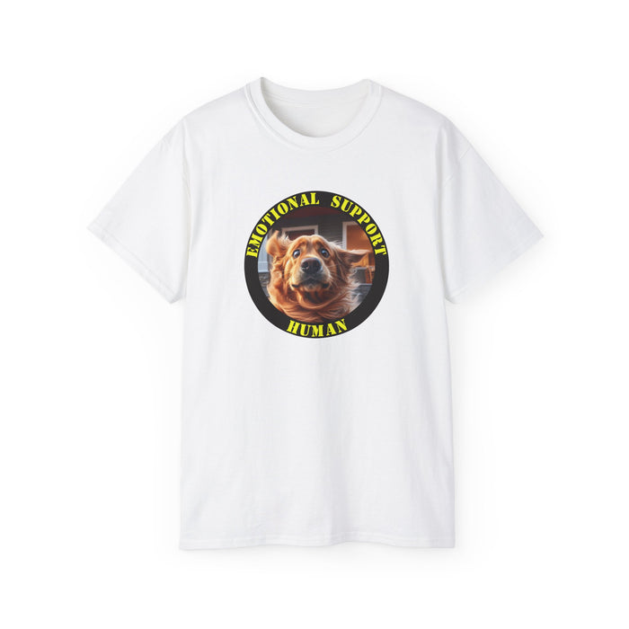 Emotional Support Human Tee - Unisex Cotton Shirt, Funny Dog Lover Gift, Pet Parent Apparel, Quirky Graphic Tee, Supportive Humor Wear