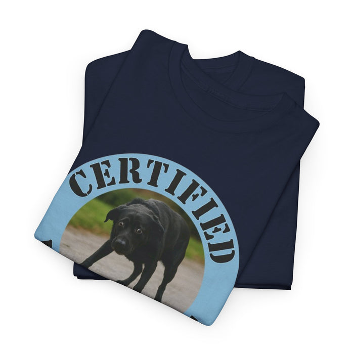 T-Shirt — "Certified Velcro Dog" Graphic Tee (Funny Dog Lover Shirt)