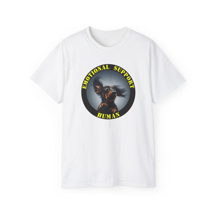 Emotional Support Human Tee - Unisex Cotton Shirt, Funny Dog Lover Gift, Pet Parent Apparel, Quirky Graphic Tee, Supportive Humor Wear