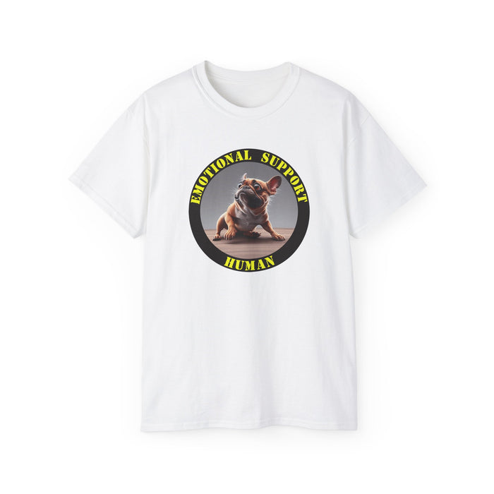 Emotional Support Human Tee - Unisex Cotton Shirt, Funny Dog Lover Gift, Pet Parent Apparel, Quirky Graphic Tee, Supportive Humor Wear