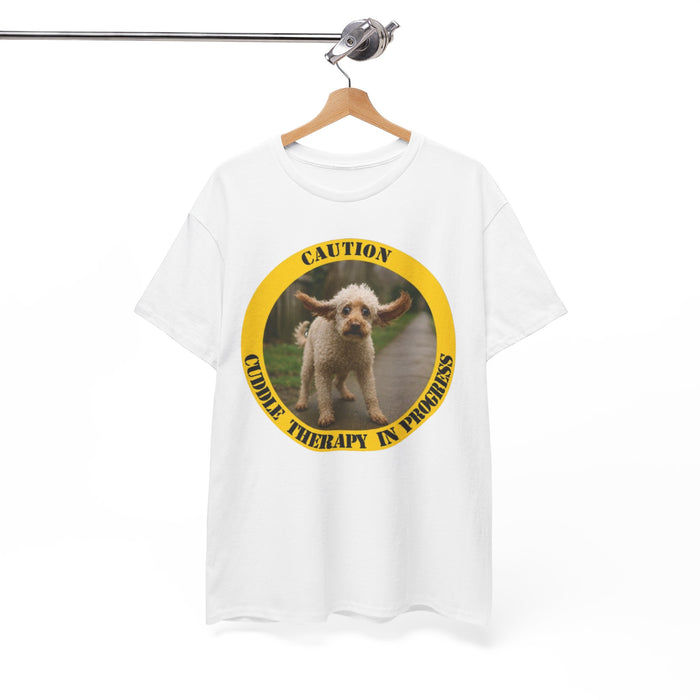 T‑Shirt — "Caution: Cuddie Therapy in Progress" Cute Dog Therapy Tee