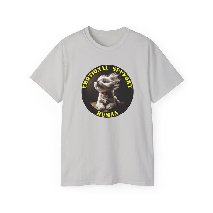 Emotional Support Human Tee - Unisex Cotton Shirt, Funny Dog Lover Gift, Pet Parent Apparel, Quirky Graphic Tee, Supportive Humor Wear