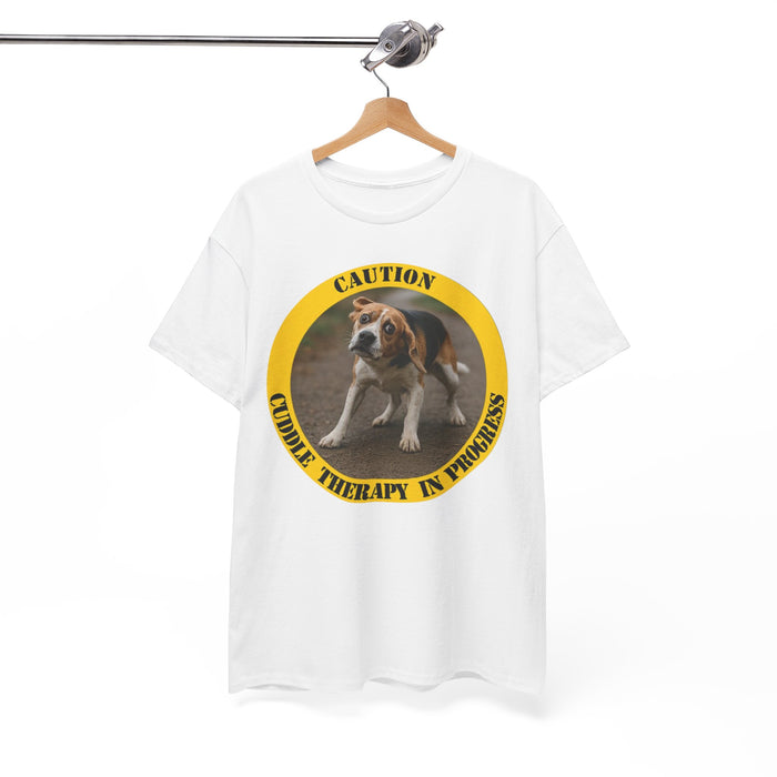 Caution: Cuddle Therapy in Progress T-Shirt — Cute Beagle Dog Tee