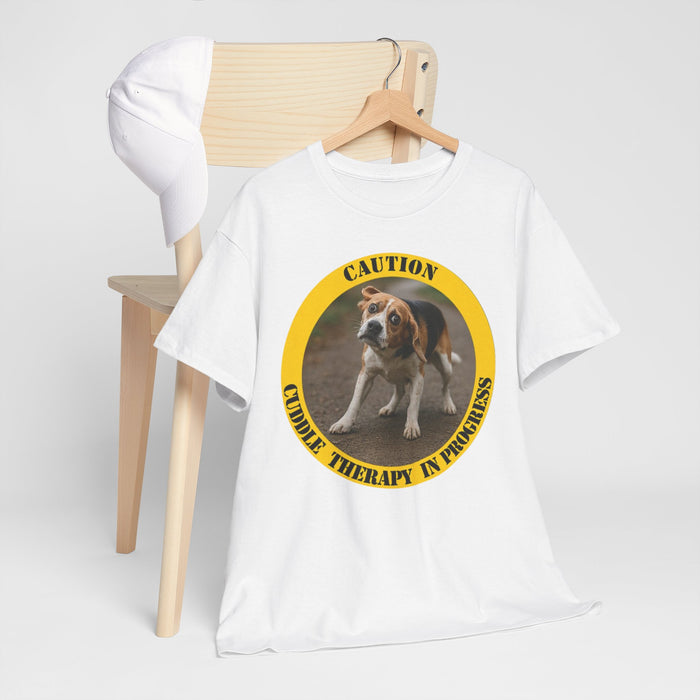 Caution: Cuddle Therapy in Progress T-Shirt — Cute Beagle Dog Tee