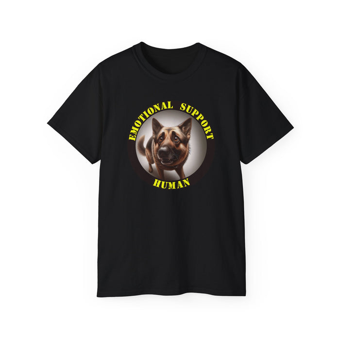 Emotional Support Human Tee - Unisex Cotton Shirt, Funny Dog Lover Gift, Pet Parent Apparel, Quirky Graphic Tee, Supportive Humor Wear