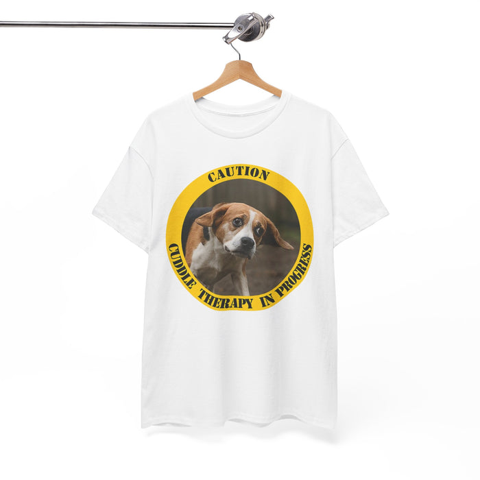 T-Shirt — "Caution: Cuddle Therapy in Progress" Cute Beagle Dog Tee