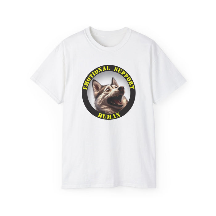 Emotional Support Human Tee - Unisex Cotton Shirt, Funny Dog Lover Gift, Pet Parent Apparel, Quirky Graphic Tee, Supportive Humor Wear