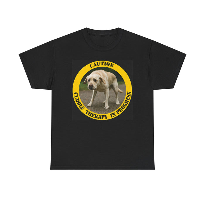 Caution: Cuddle Therapy in Progress T-Shirt – Funny Dog Rescue Tee