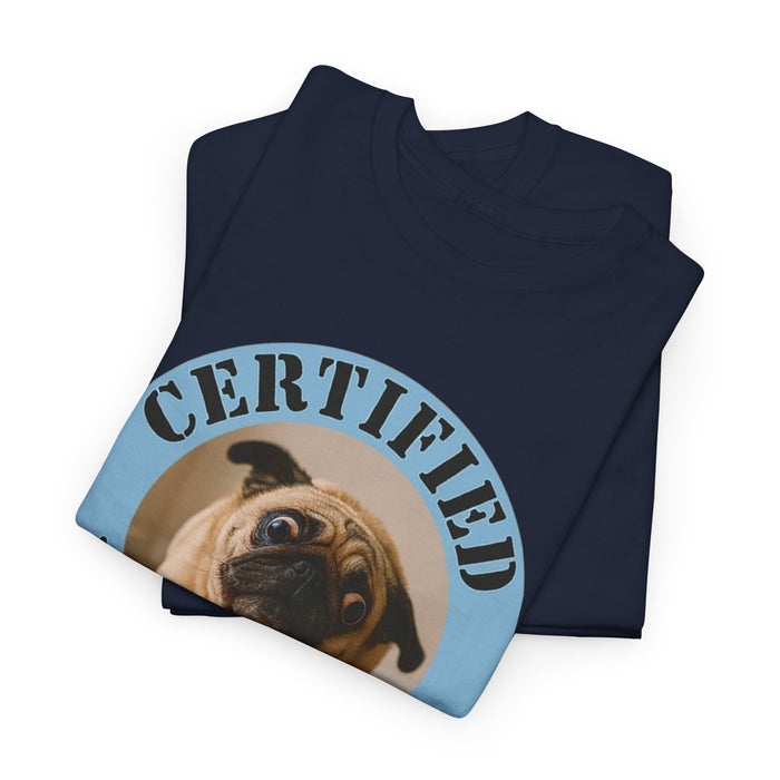 T-Shirt — "Certified Velcro Dog" Pug Graphic Tee