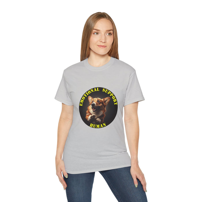 Emotional Support Human Tee - Unisex Cotton Shirt, Funny Dog Lover Gift, Pet Parent Apparel, Quirky Graphic Tee, Supportive Humor Wear