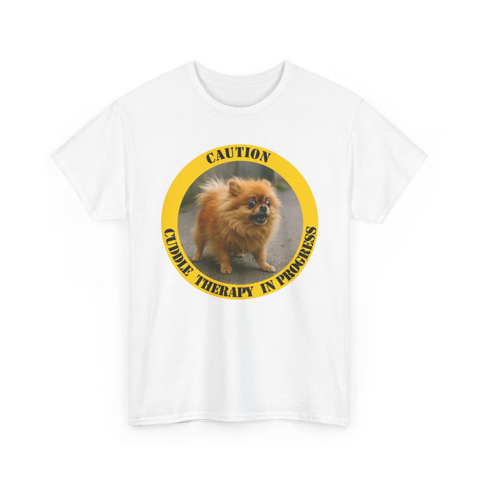 Pomeranian Caution 'Cuddle Therapy in Progress' T-Shirt