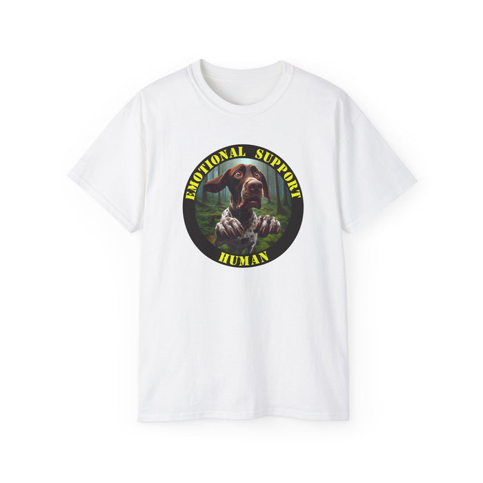 Emotional Support Human Tee - Unisex Cotton Shirt, Funny Dog Lover Gift, Pet Parent Apparel, Quirky Graphic Tee, Supportive Humor Wear