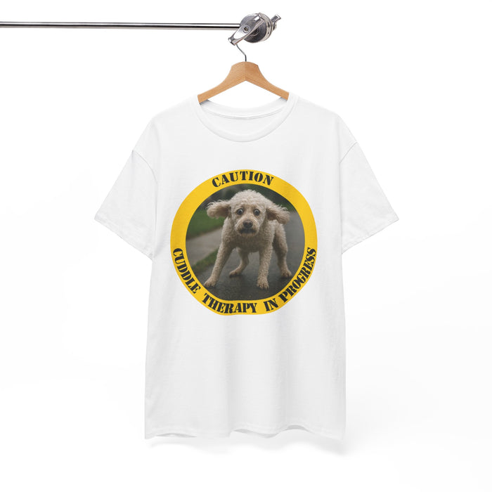 Dog Therapy T-Shirt — "Caution: Canine Therapy in Progress" Paw-Loving Tee