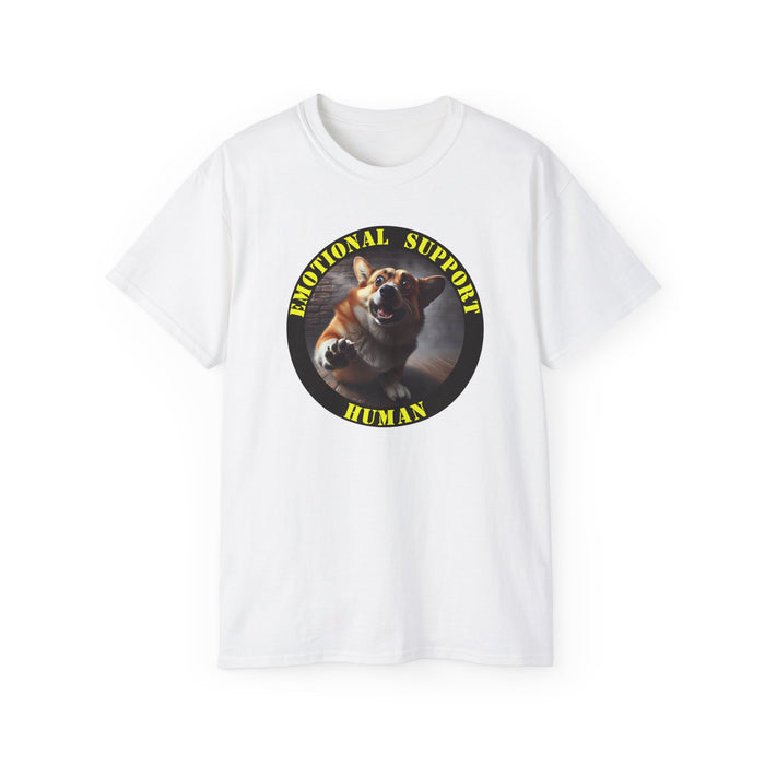 Emotional Support Human Tee - Unisex Cotton Shirt, Funny Dog Lover Gift, Pet Parent Apparel, Quirky Graphic Tee, Supportive Humor Wear