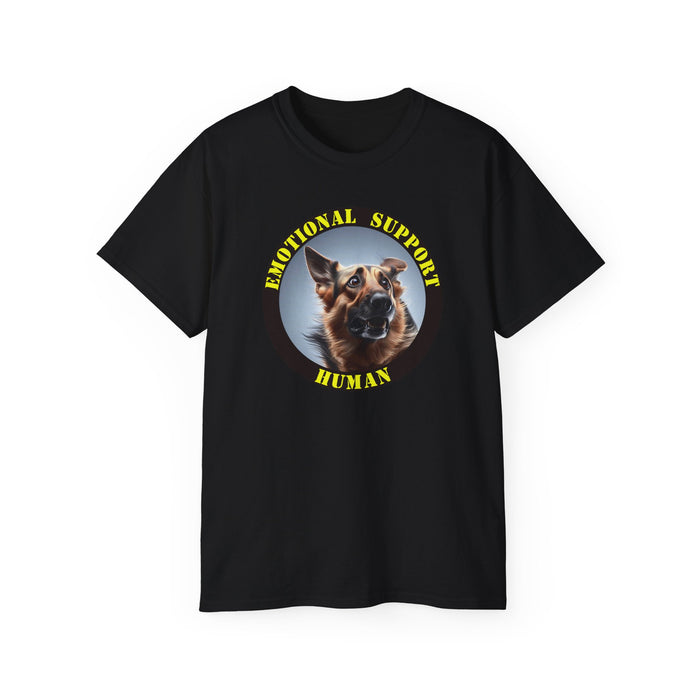 Emotional Support Human Tee - Unisex Cotton Shirt, Funny Dog Lover Gift, Pet Parent Apparel, Quirky Graphic Tee, Supportive Humor Wear
