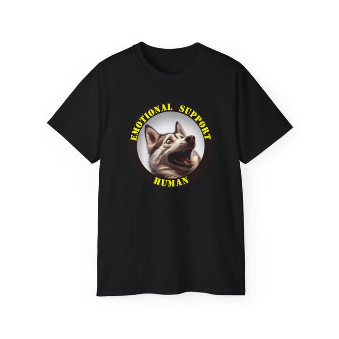 Emotional Support Human Tee - Unisex Cotton Shirt, Funny Dog Lover Gift, Pet Parent Apparel, Quirky Graphic Tee, Supportive Humor Wear