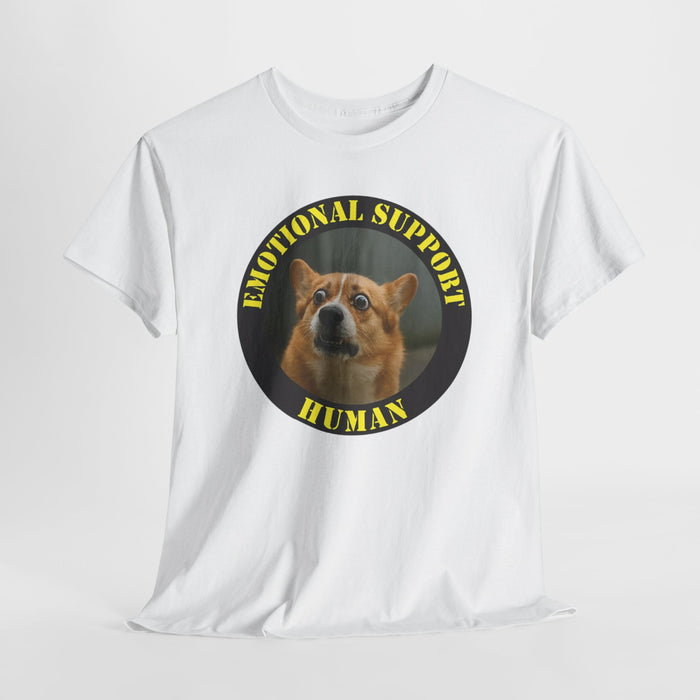Emotional Support Human Tee — Funny Corgi Pet Lover T-Shirt