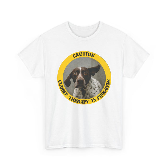Dog Therapy T-Shirt — "Caution: Canine Therapy in Progress" Cute Springer Photo Tee