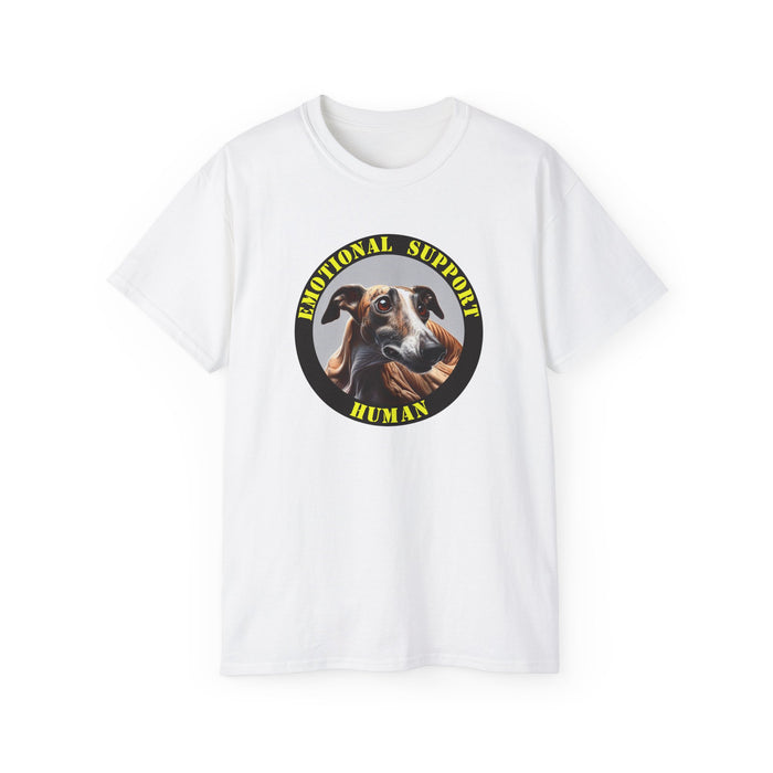Emotional Support Human Tee - Unisex Cotton Shirt, Funny Dog Lover Gift, Pet Parent Apparel, Quirky Graphic Tee, Supportive Humor Wear