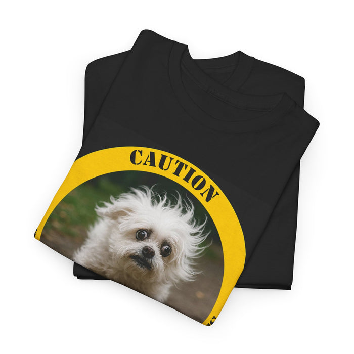 Caution Cuddle Therapy In Progress T-Shirt — Cute Fluffy Dog Graphic Tee