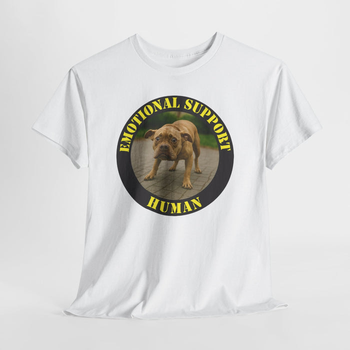 Emotional Support Human T-Shirt — Funny Pet Lover Tee with Dog Photo