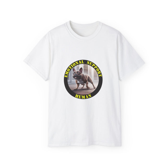 Emotional Support Human Tee - Unisex Cotton Shirt, Funny Dog Lover Gift, Pet Parent Apparel, Quirky Graphic Tee, Supportive Humor Wear
