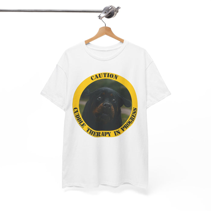 T-Shirt — "Caution: Cuddle Therapy in Progress" Dog Graphic Tee