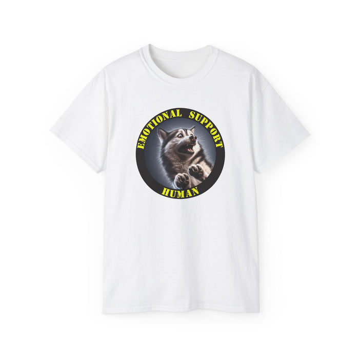 Emotional Support Human Tee - Unisex Cotton Shirt, Funny Dog Lover Gift, Pet Parent Apparel, Quirky Graphic Tee, Supportive Humor Wear