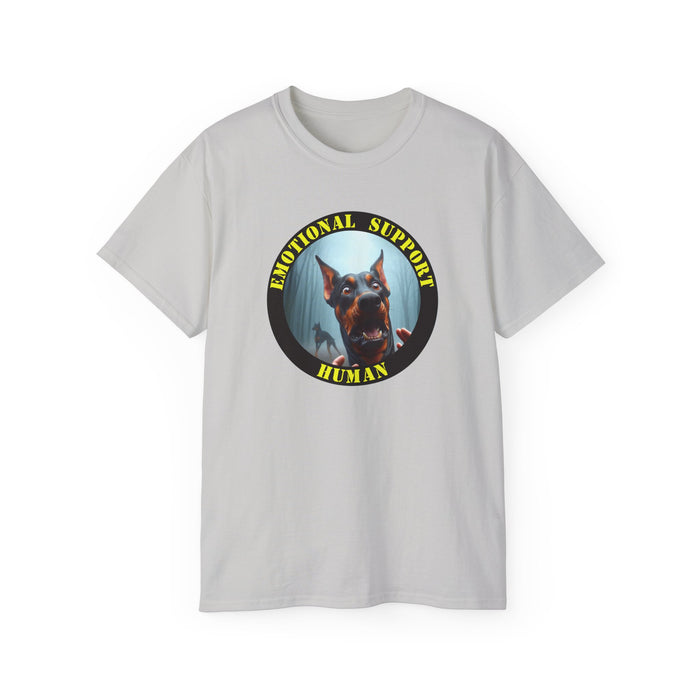 Emotional Support Human Tee - Unisex Cotton Shirt, Funny Dog Lover Gift, Pet Parent Apparel, Quirky Graphic Tee, Supportive Humor Wear