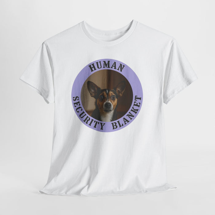 Human Security Blanket Tee — Cute Dog Photo Graphic T-Shirt