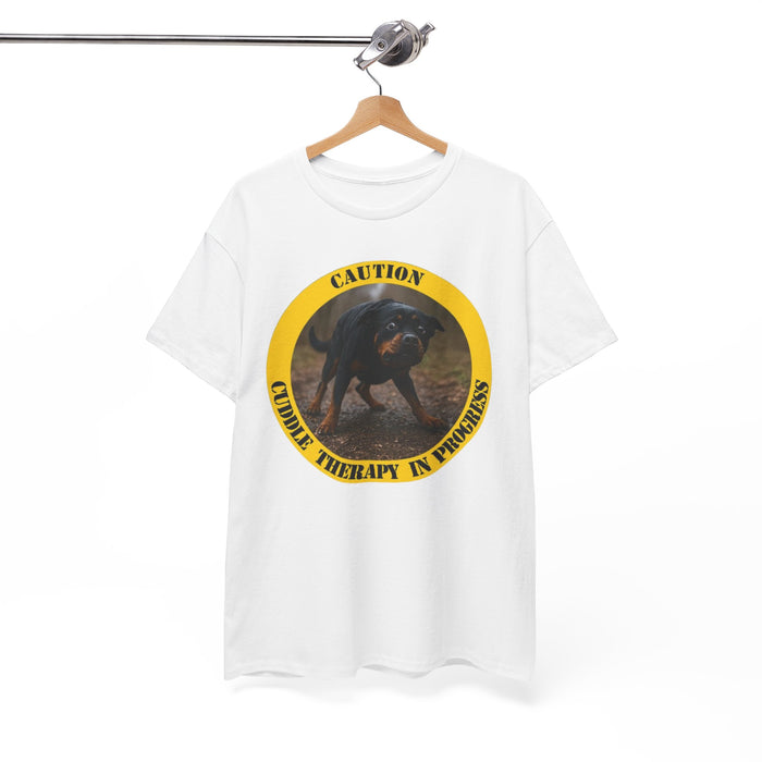 Dog Therapy Tee — "Caution: Canine Therapy in Progress" Graphic T-Shirt