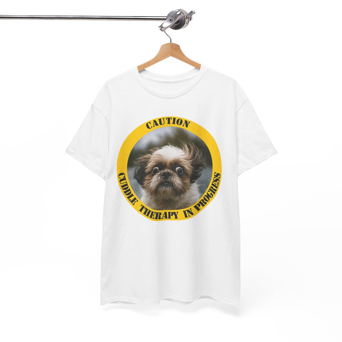 Cuddle Therapy Tee — Cute Dog "Caution: Cuddle Therapy in Progress" T-Shirt