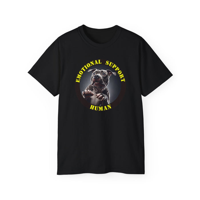Emotional Support Human Tee - Unisex Cotton Shirt, Funny Dog Lover Gift, Pet Parent Apparel, Quirky Graphic Tee, Supportive Humor Wear
