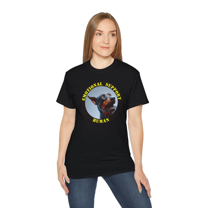 Emotional Support Human Tee - Unisex Cotton Shirt, Funny Dog Lover Gift, Pet Parent Apparel, Quirky Graphic Tee, Supportive Humor Wear