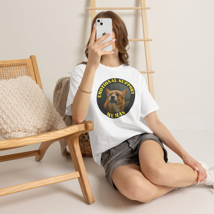Emotional Support Human Tee — Funny Corgi Pet Lover T-Shirt