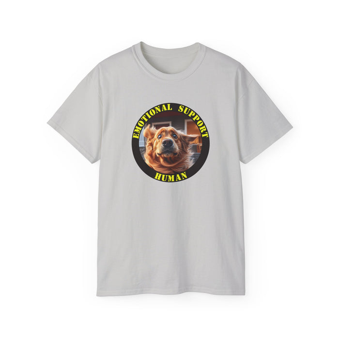 Emotional Support Human Tee - Unisex Cotton Shirt, Funny Dog Lover Gift, Pet Parent Apparel, Quirky Graphic Tee, Supportive Humor Wear