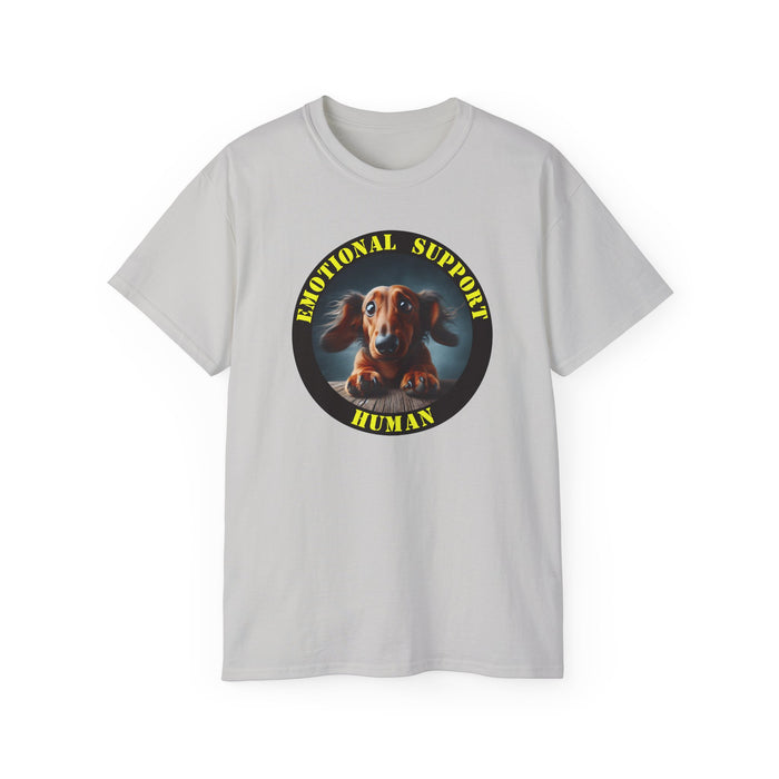 Emotional Support Human Tee - Unisex Cotton Shirt, Funny Dog Lover Gift, Pet Parent Apparel, Quirky Graphic Tee, Supportive Humor Wear