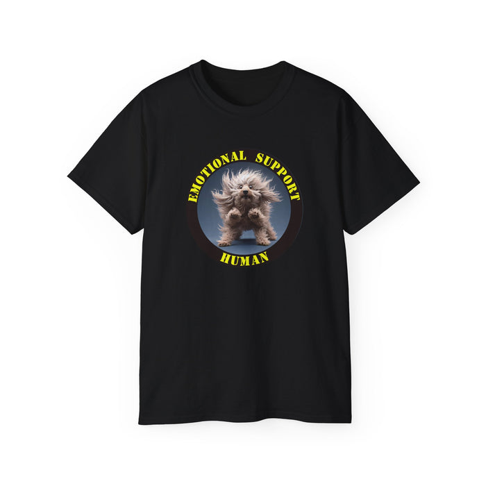 Emotional Support Human Tee - Unisex Cotton Shirt, Funny Dog Lover Gift, Pet Parent Apparel, Quirky Graphic Tee, Supportive Humor Wear