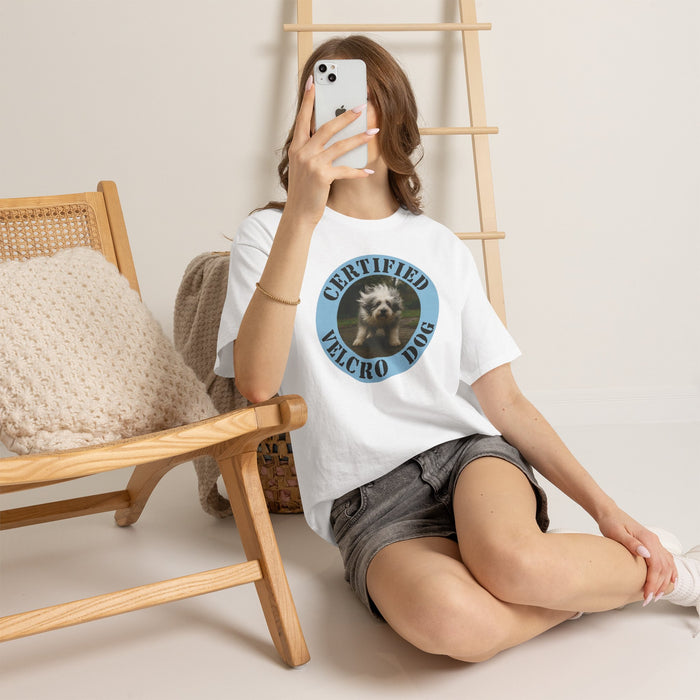 Certified Velcro Dog T-Shirt — Funny Pet Lover Tee with Puppy Photo