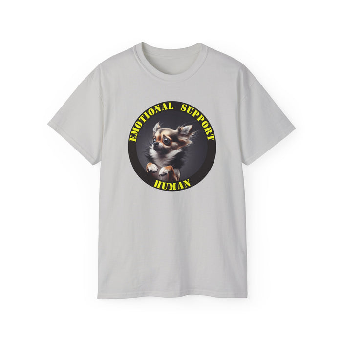 Emotional Support Human Tee - Unisex Cotton Shirt, Funny Dog Lover Gift, Pet Parent Apparel, Quirky Graphic Tee, Supportive Humor Wear