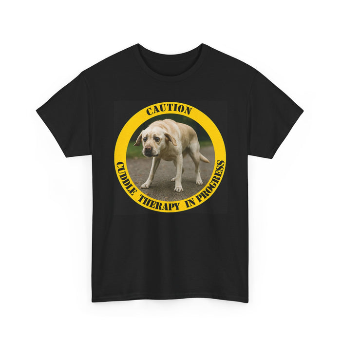 Caution: Cuddle Therapy in Progress T-Shirt – Funny Dog Rescue Tee
