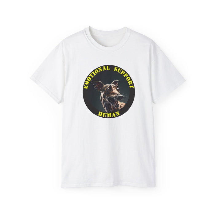 Emotional Support Human Tee - Unisex Cotton Shirt, Funny Dog Lover Gift, Pet Parent Apparel, Quirky Graphic Tee, Supportive Humor Wear